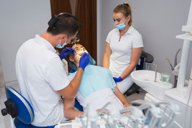 Patient at the dentist doing a procedure