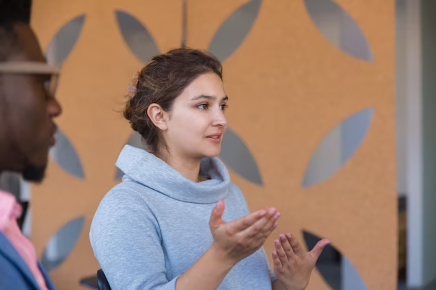 female speaking