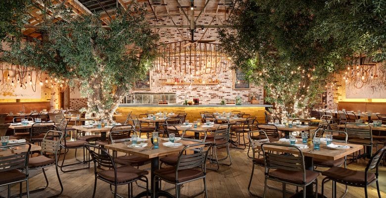 Herringbone restaurant interior