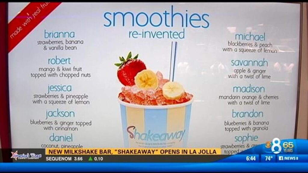 Shakeaway La Jolla menu